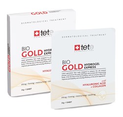 Tete Cosmeceutical Bio Gold Hydrogel Mask with Hyaluronic Acid and Collagen – Коллагеновая маска с коллоидным золотом для экспресс-ухода, саше 4 шт. - фото 14326
