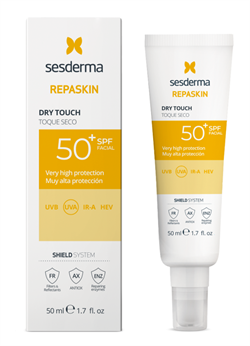 Sesderma Repaskin Dry Touch Facial Sunscreen SPF50+ – Солнцезащитное средство для лица с матовым эффектом СЗФ50+ Репаскин, 50 мл 40008200 - фото 17549