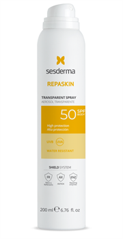 Sesderma Repaskin Transparent Spray Body SPF50 – Спрей солнцезащитный прозрачный для тела СЗФ50 (аэрозоль), 200 мл 40008203 - фото 17563